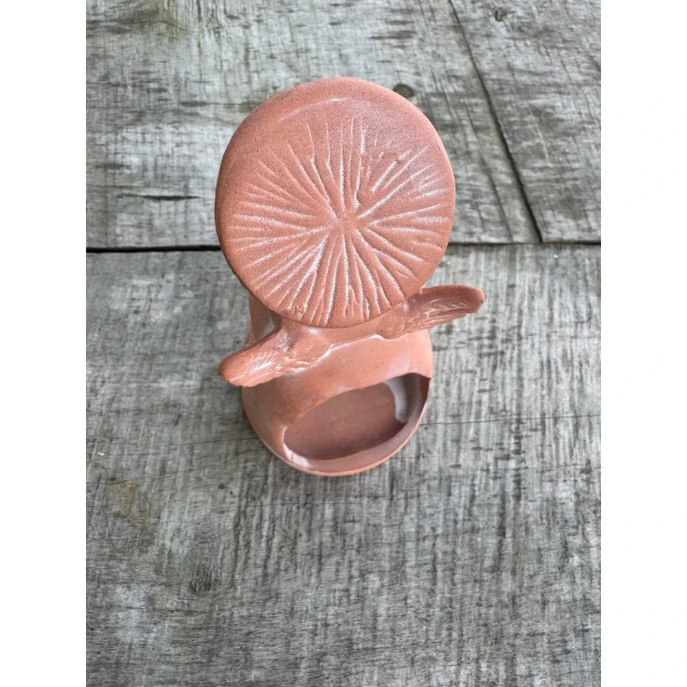 Terracotta Angel Candle Holder Tea Light Votive Star Cutouts Rustic Clay Decor